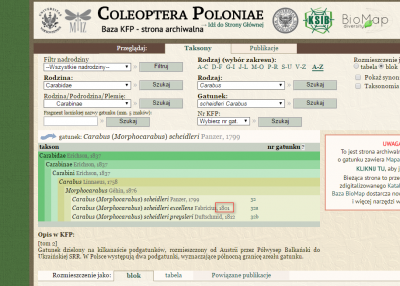 Coleoptera Poloniae - systematyka na podstawie KFP T.2. z 1973 r.