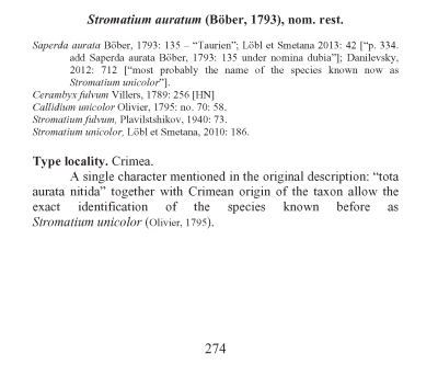 Lazarev 2014. Taxonomy notes Stromatium auratum (Böber, 1793), nom. rest..png