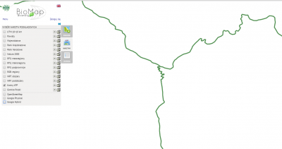 Powiekszenie fragmentu mapy z serwisu biomap.pl